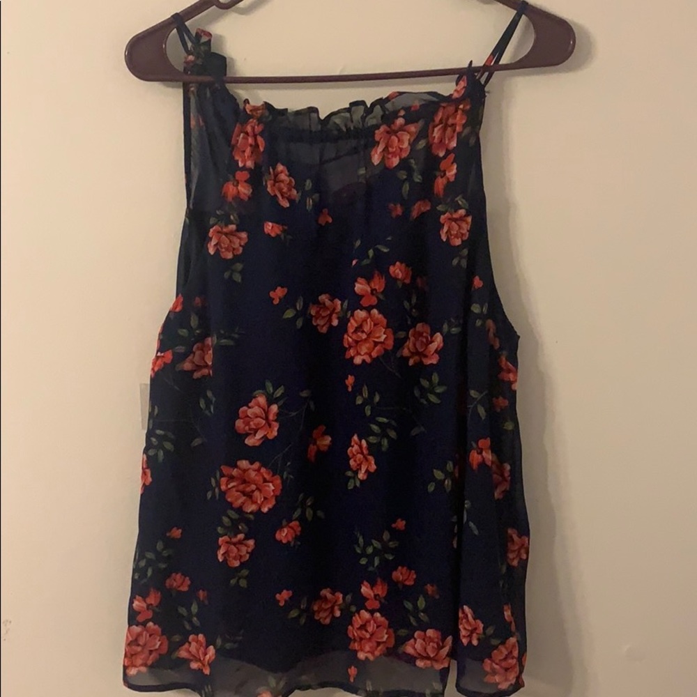 High neck floral top